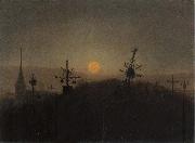 Carl Gustav Carus Cemetery in the Moonlight painting